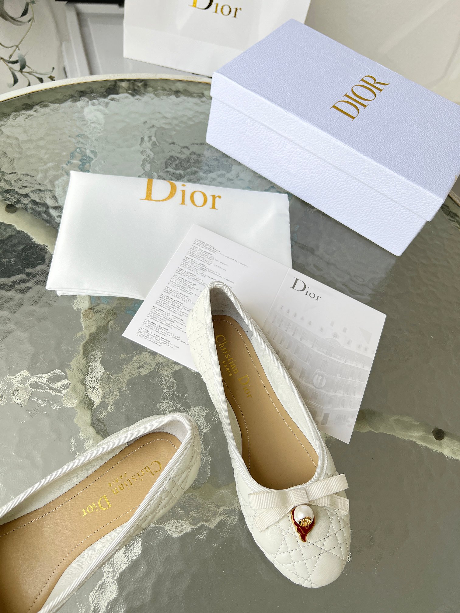 Dior J'Adior Ballet White Quilted Cannage Calfskin Flats - Image 9