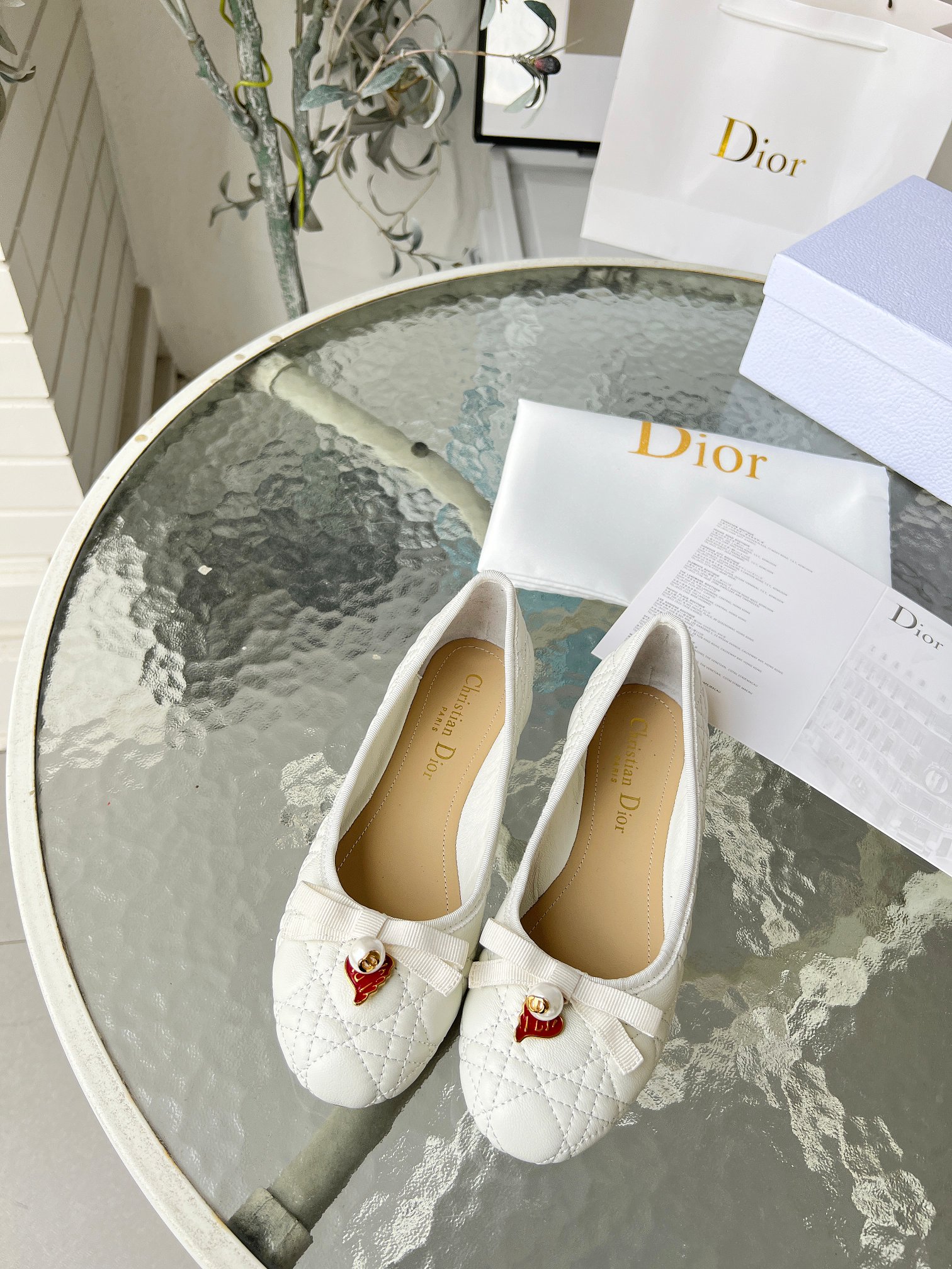 Dior J'Adior Ballet White Quilted Cannage Calfskin Flats - Image 6
