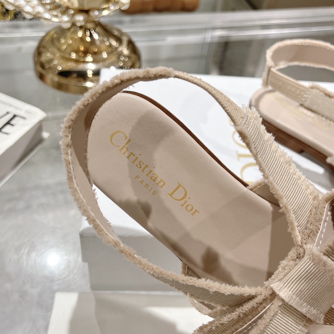 Dior Belle Beige Grosgrain and Pearl Sandals - Image 8