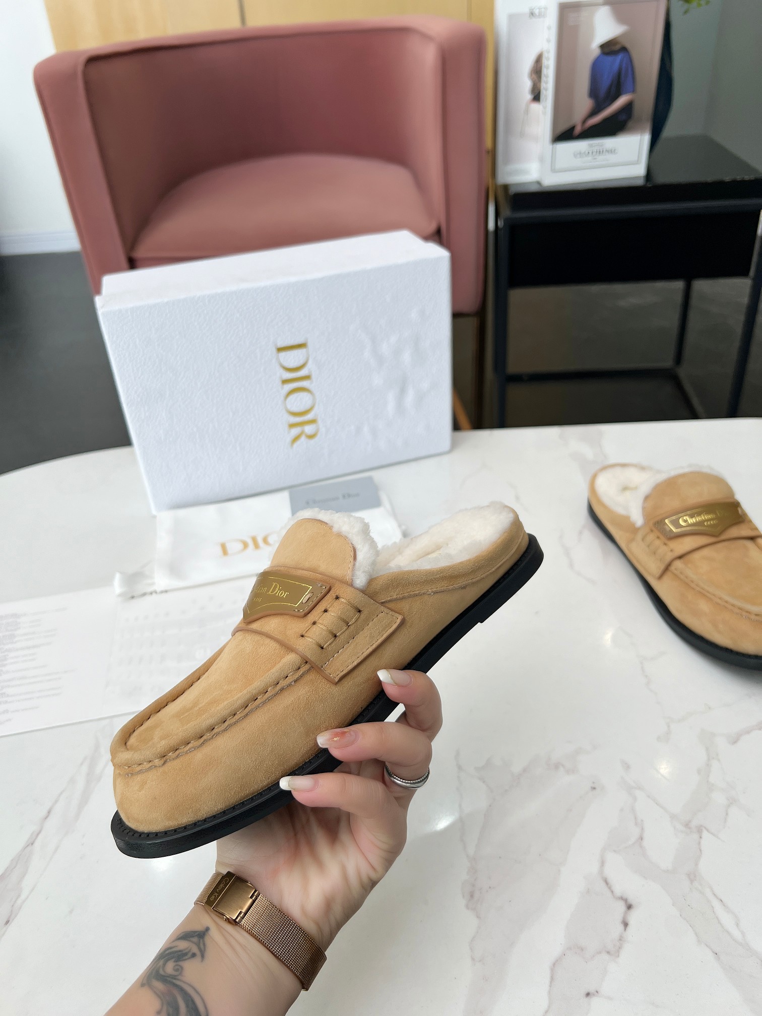 Dior Boy Mules Beige Suede Loafer - Image 8