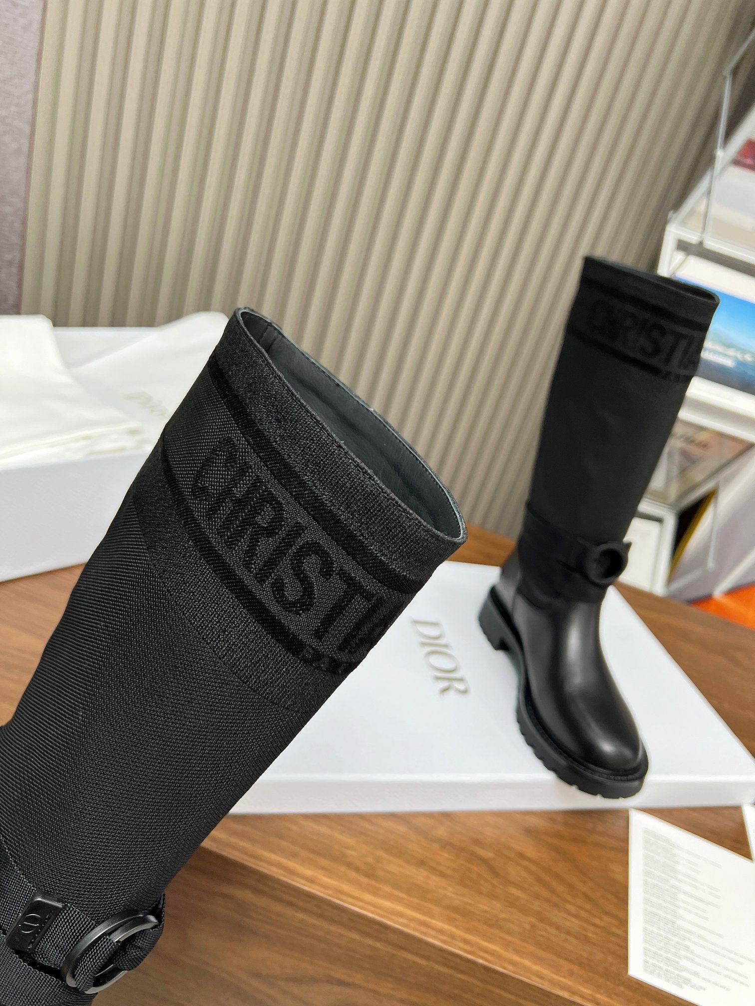 Dior D-Major High Black Technical Fabric and Calfskin Boots - Image 9