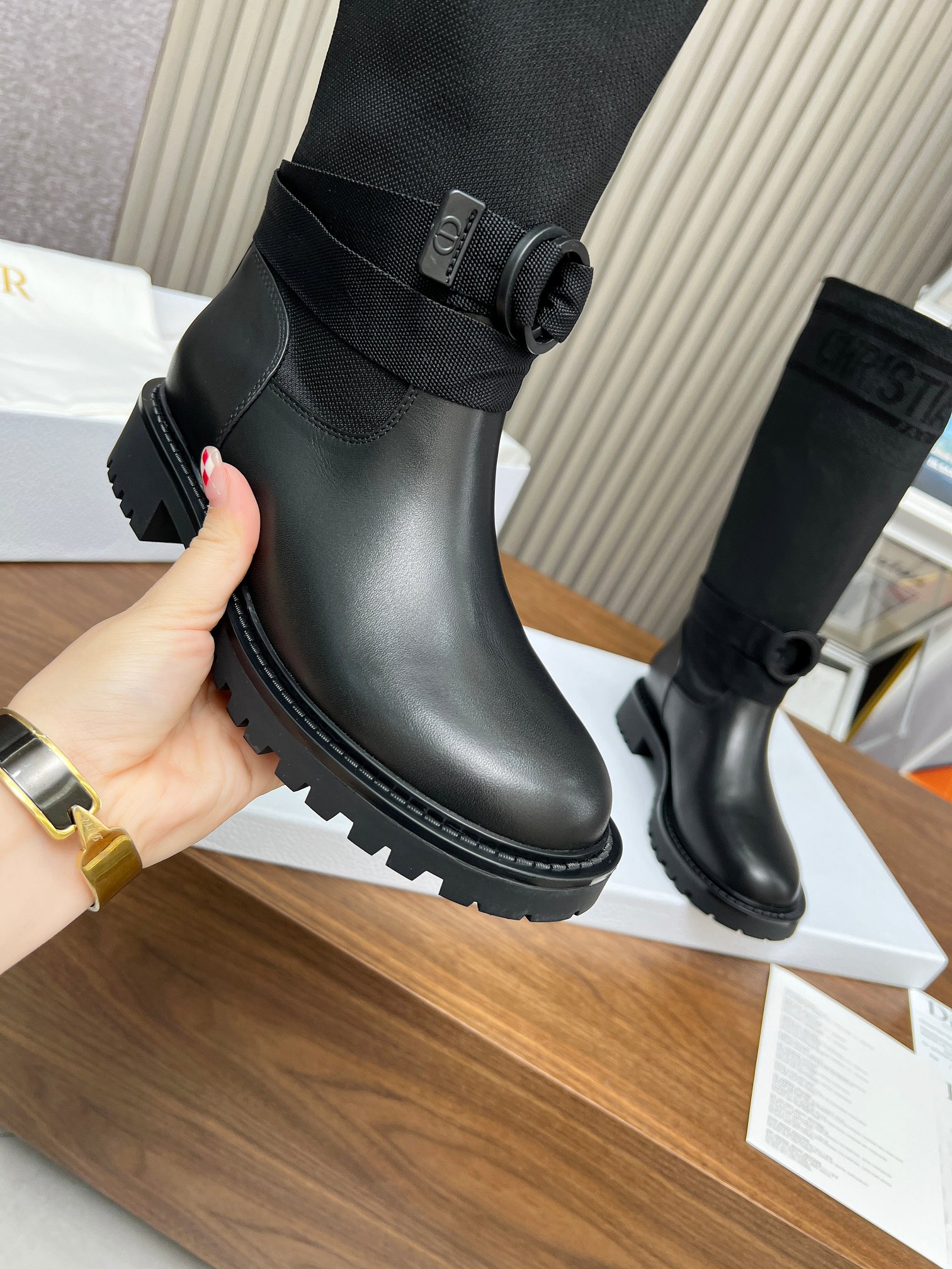 Dior D-Major High Black Technical Fabric and Calfskin Boots - Image 8