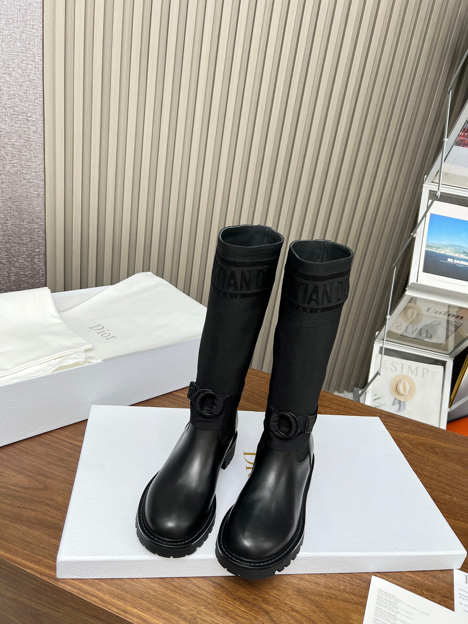 Dior D-Major High Black Technical Fabric and Calfskin Boots - Image 5