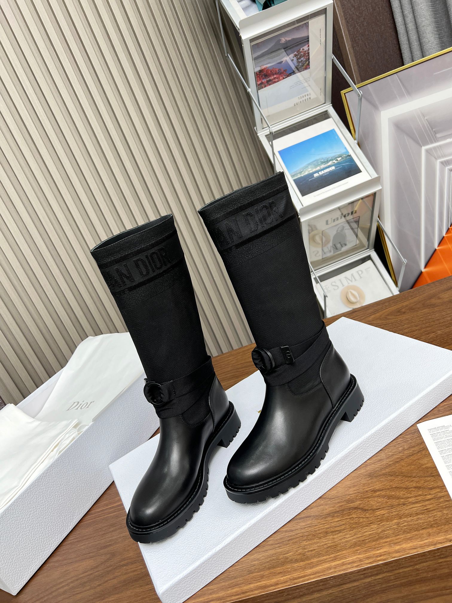 Dior D-Major High Black Technical Fabric and Calfskin Boots - Image 3