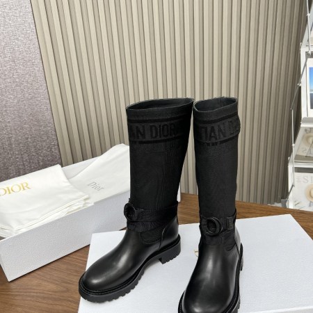 Dior D-Major High Black Technical Fabric and Calfskin Boots