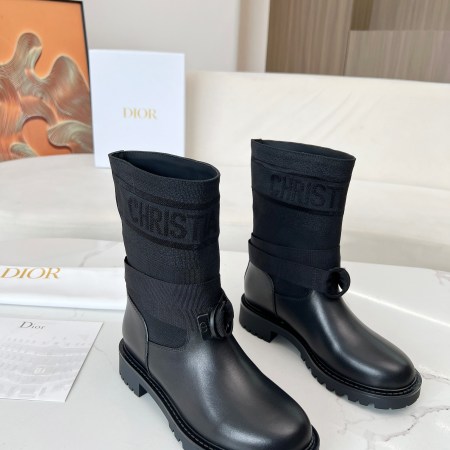 Dior D-Major Monochrome Black Ankle Boots