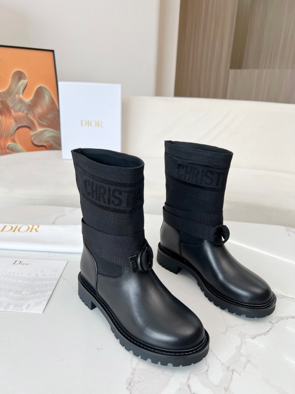 Dior D-Major Monochrome Black Ankle Boots
