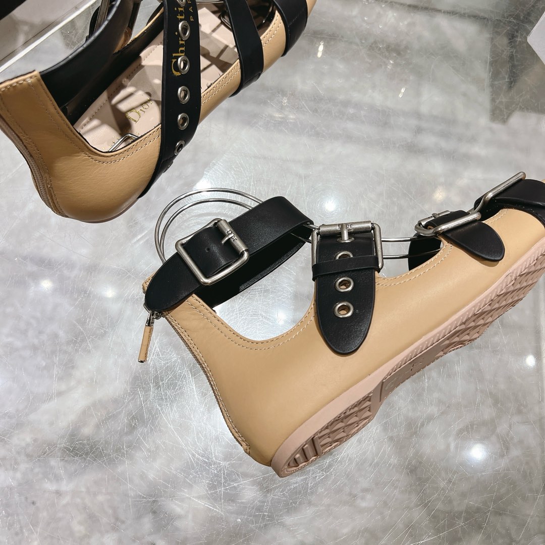 Dior Empreinte Ballerina Beige and Black Flats - Image 3