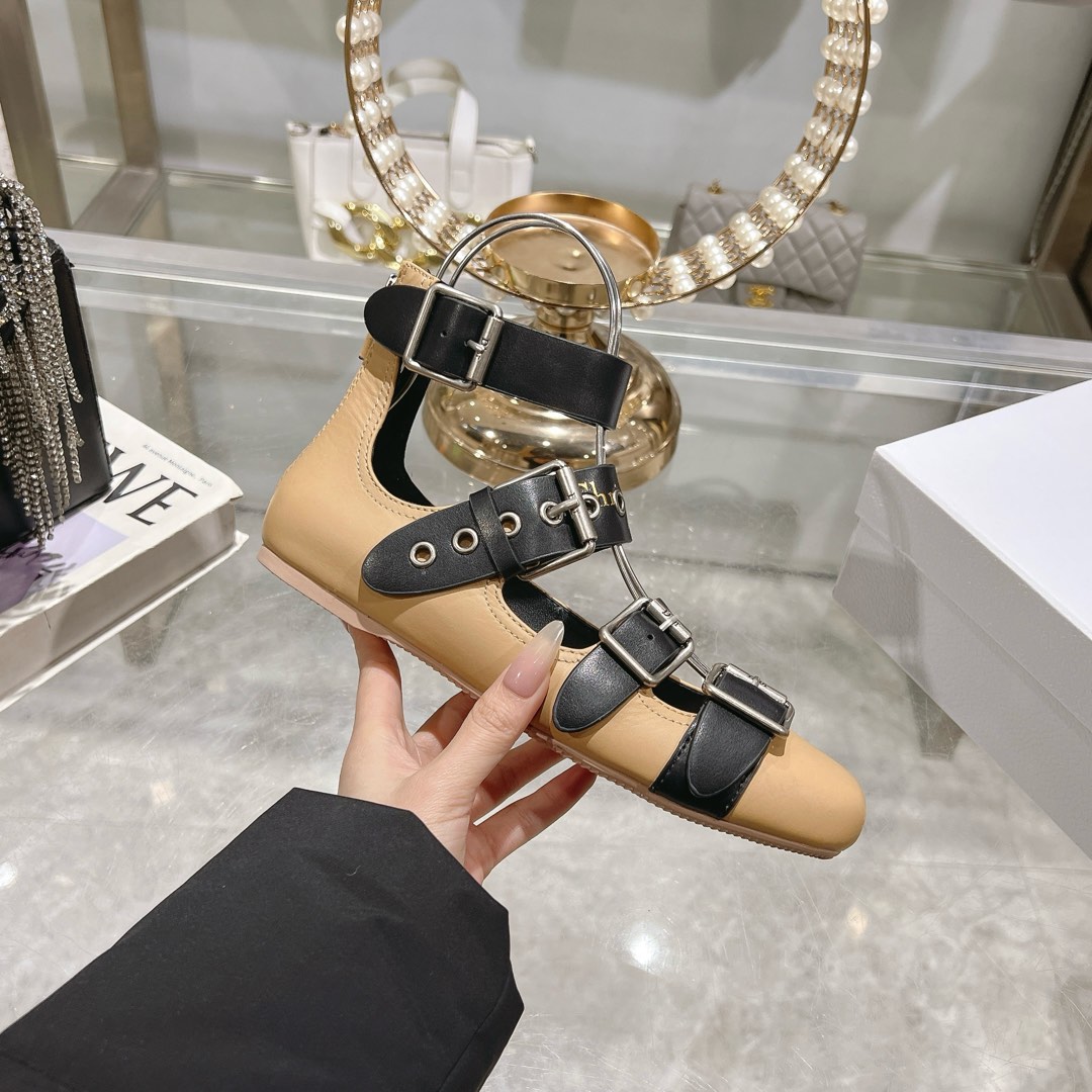 Dior Empreinte Ballerina Beige and Black Flats - Image 5