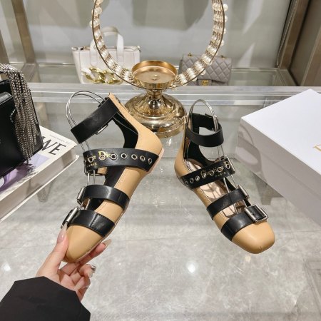 Dior Empreinte Ballerina Beige and Black Flats