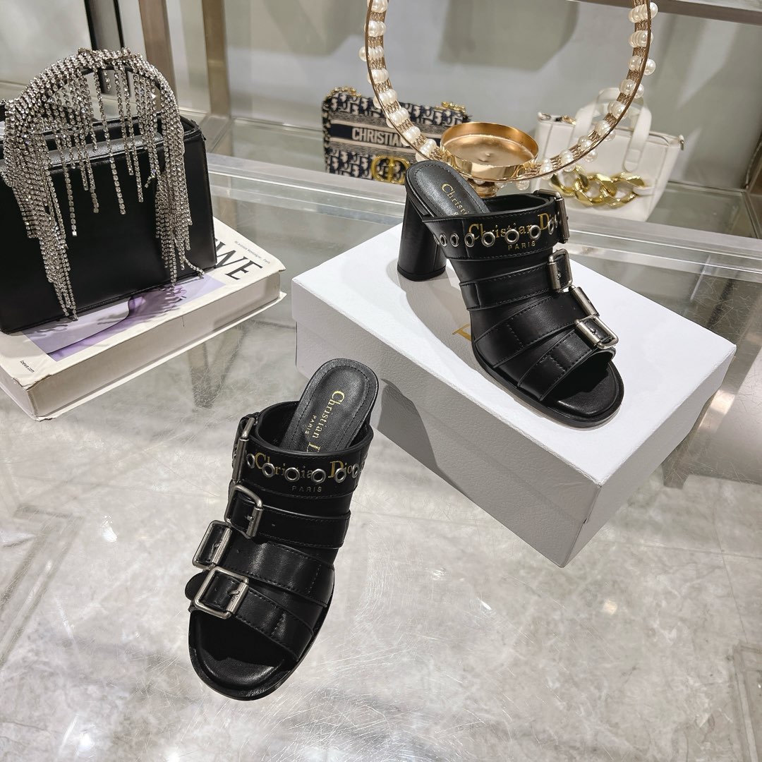Dior Punk Heeled Black Slide - Image 3