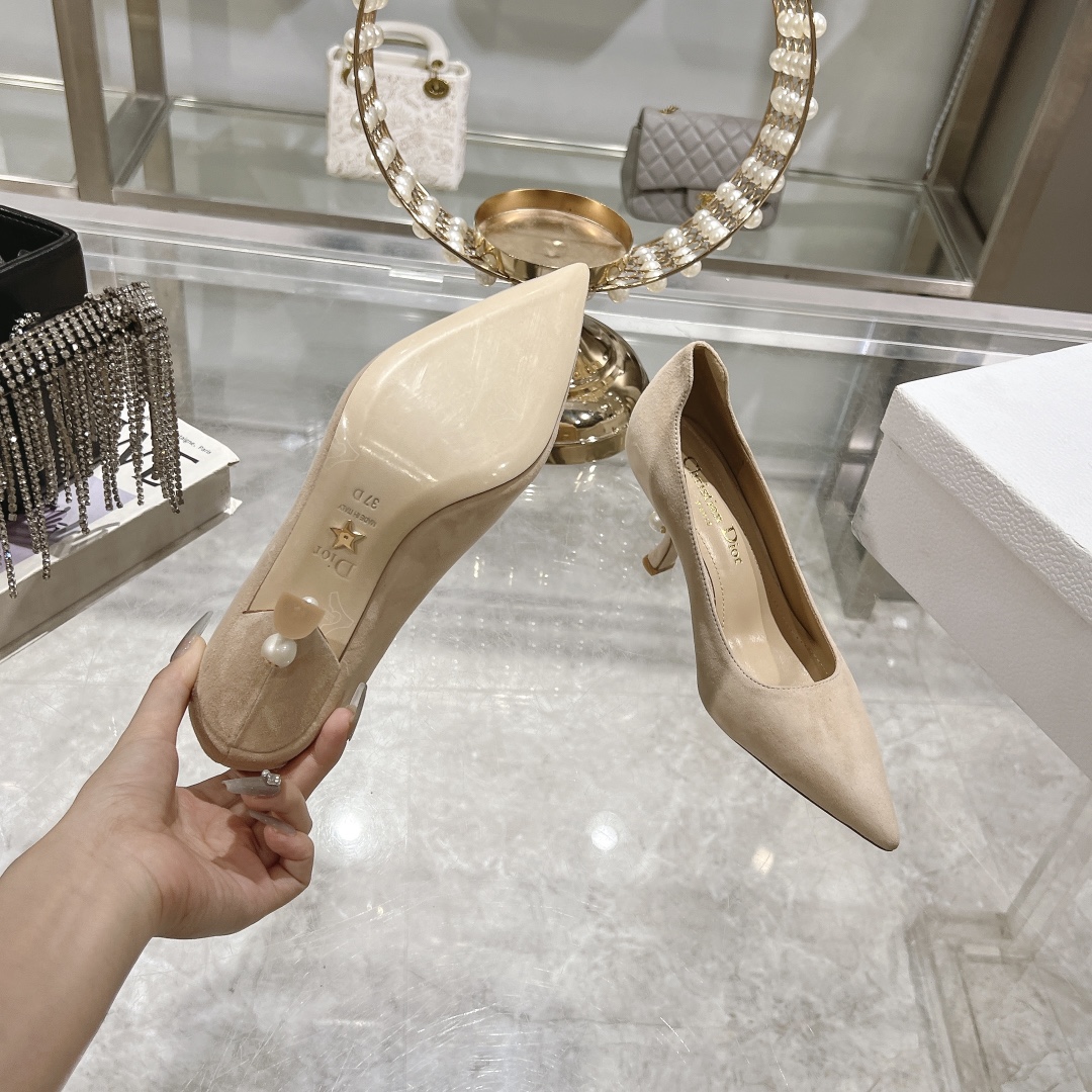 Dior Tribales Beige Suede Kitten Heel Pumps - Image 10