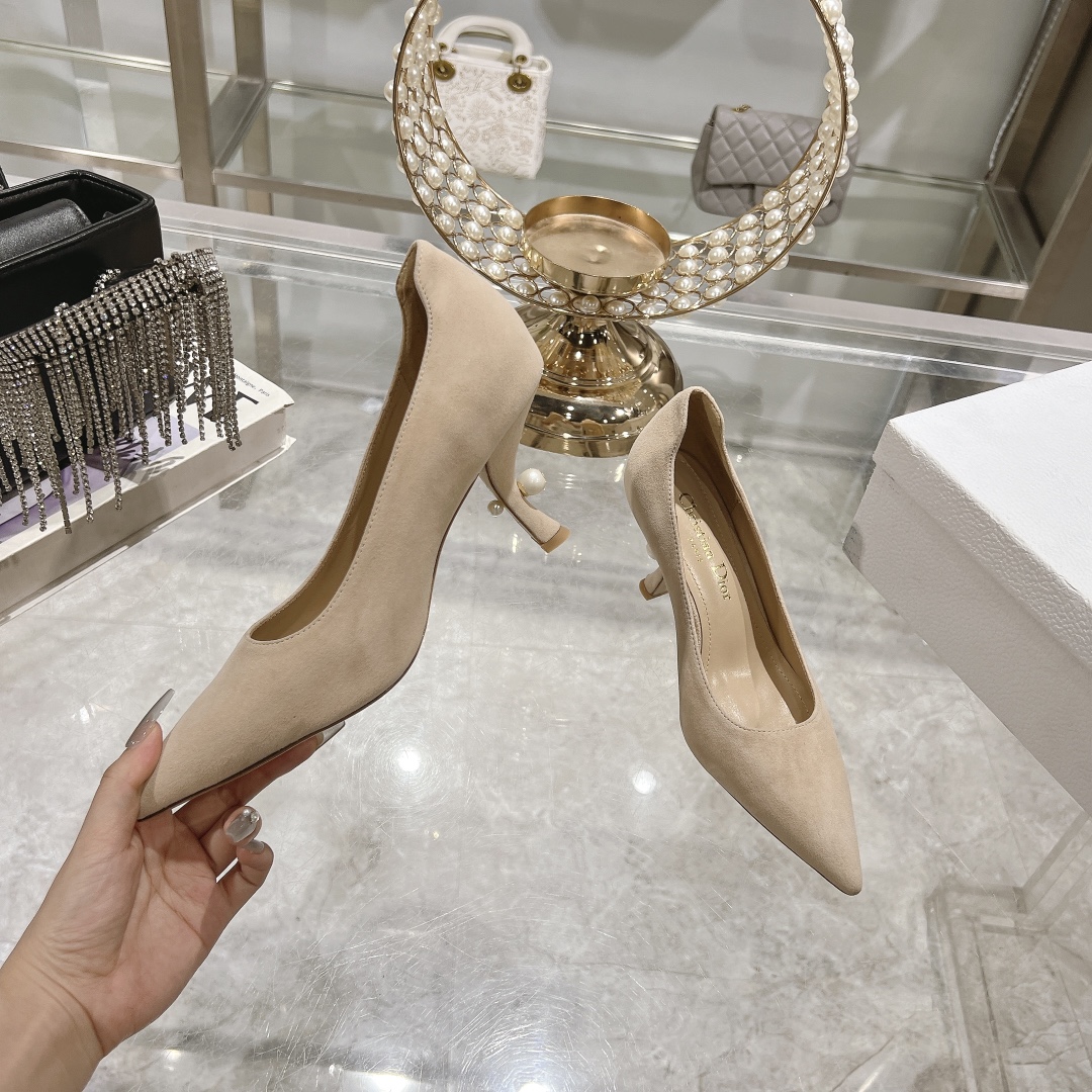 Dior Tribales Beige Suede Kitten Heel Pumps