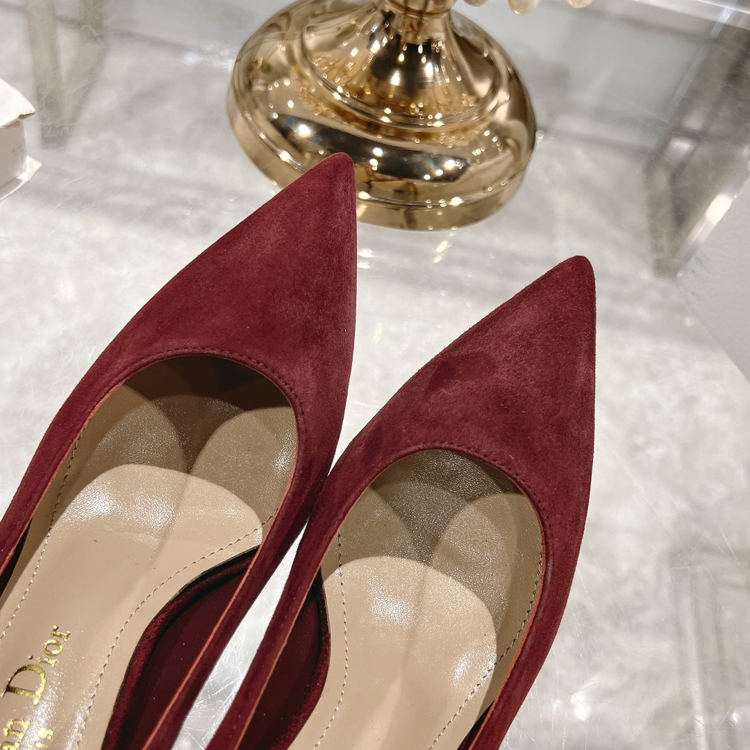 Dior Tribales Red Suede Kitten Heel Pumps - Image 9