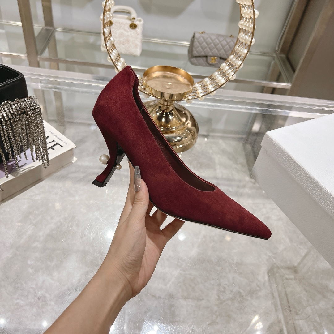 Dior Tribales Red Suede Kitten Heel Pumps - Image 6
