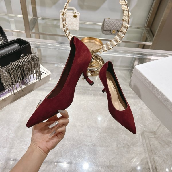 Dior Tribales Red Suede Kitten Heel Pumps