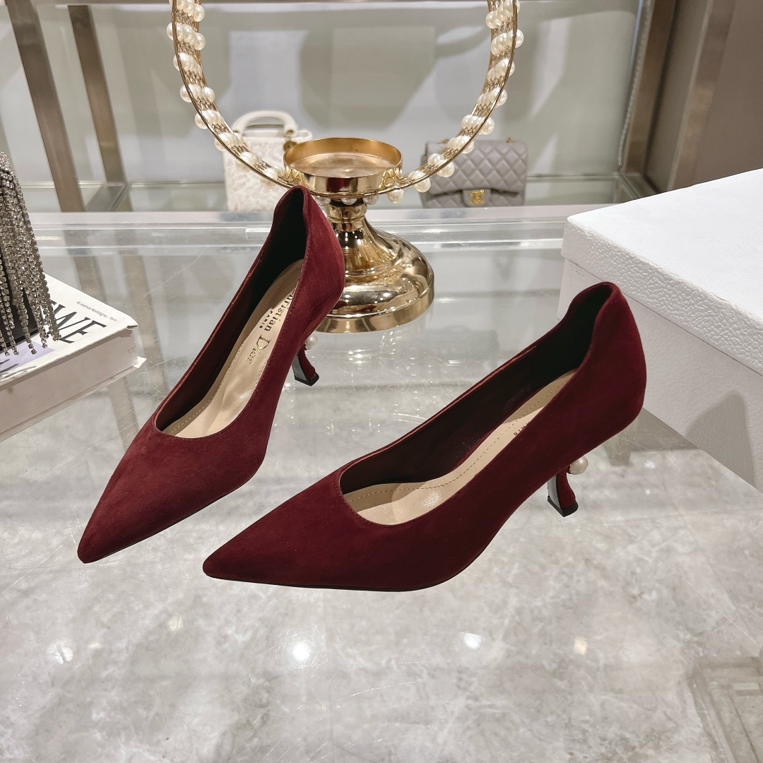 Dior Tribales Red Suede Kitten Heel Pumps - Image 4