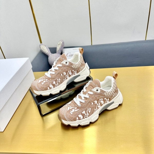 Dior Vibe lace-up casual Beige& White sneakers