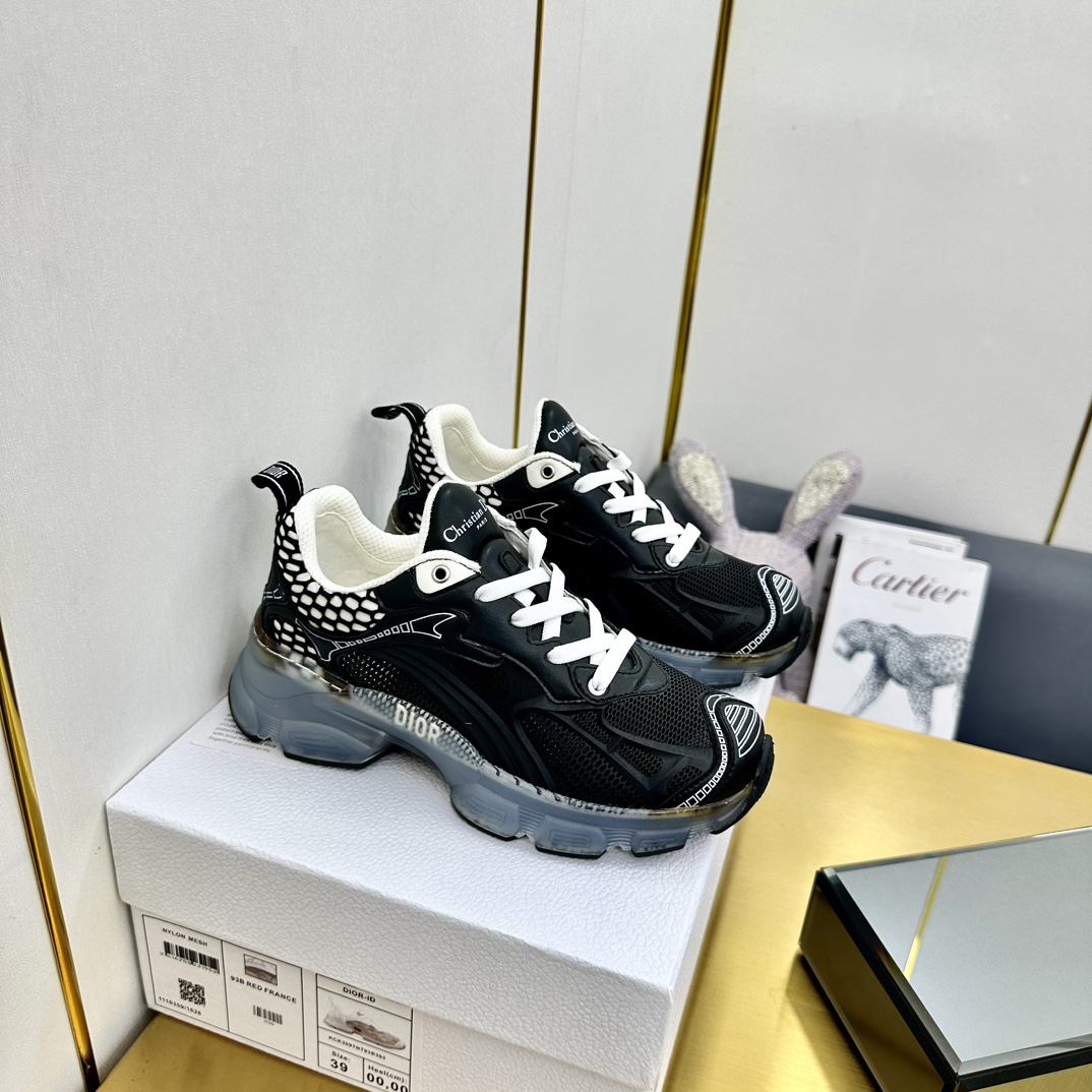 Dior Vibe lace-up casual Black & White sneakers - Image 6