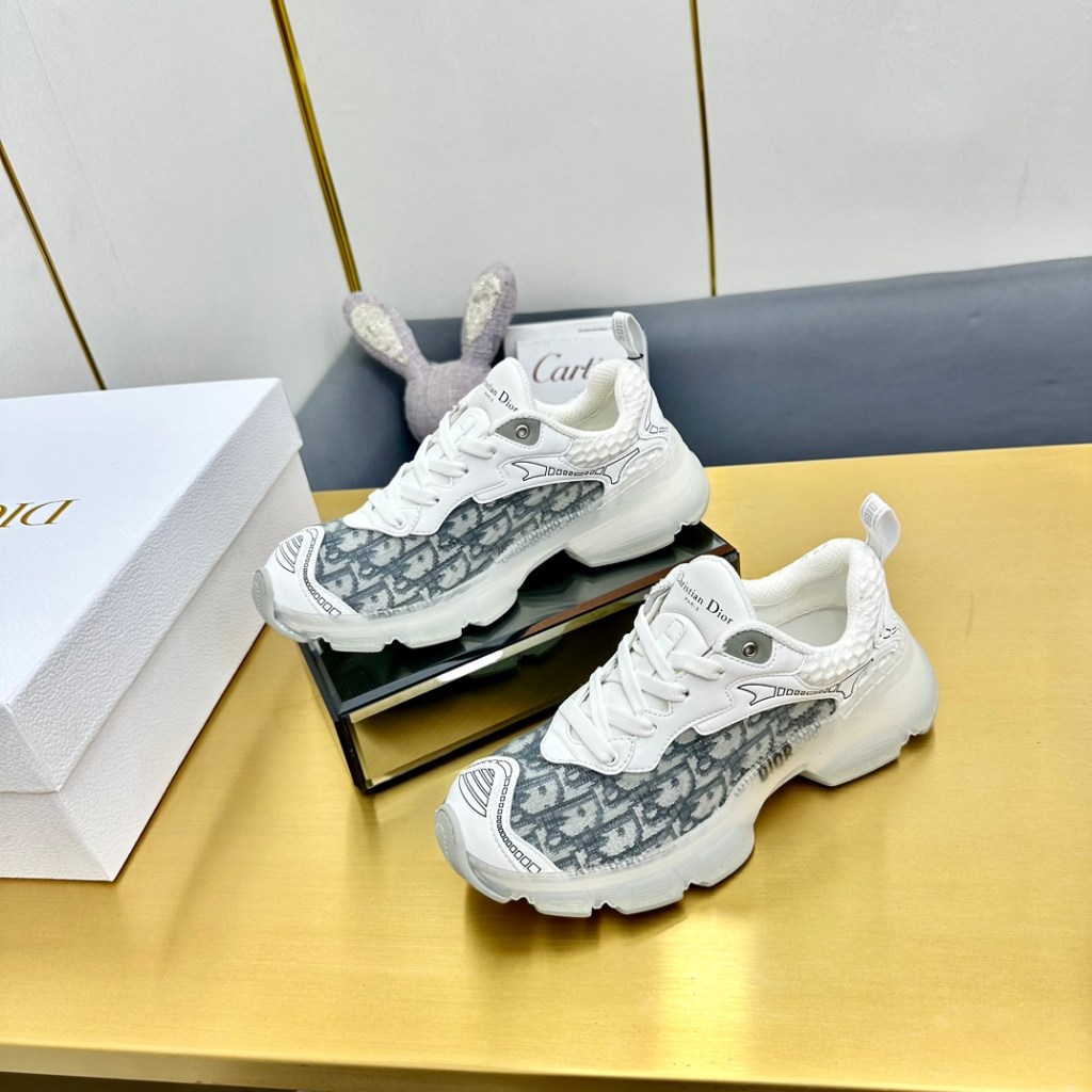 Dior Vibe lace-up casual Gray & White sneakers