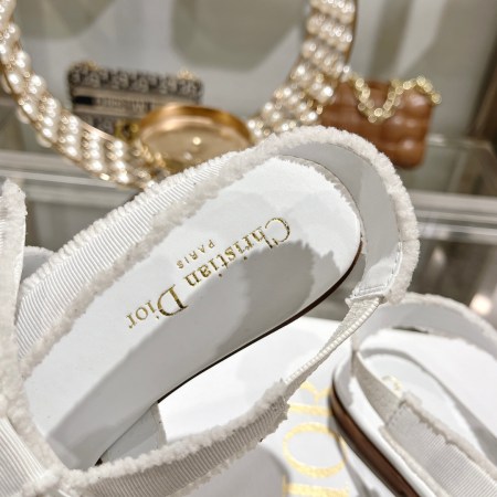 Dior Belle White Grosgrain and Pearl Sandals - Image 6
