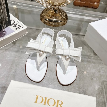 Dior Belle White Grosgrain and Pearl Sandals - Image 2