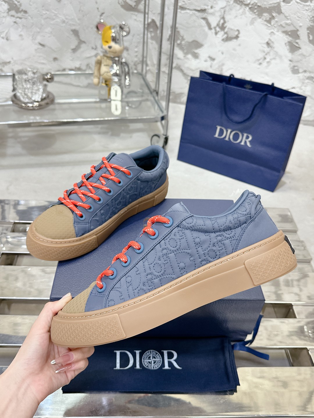 Dior x Stone Island B33 Navy Blue Sneaker - Image 7