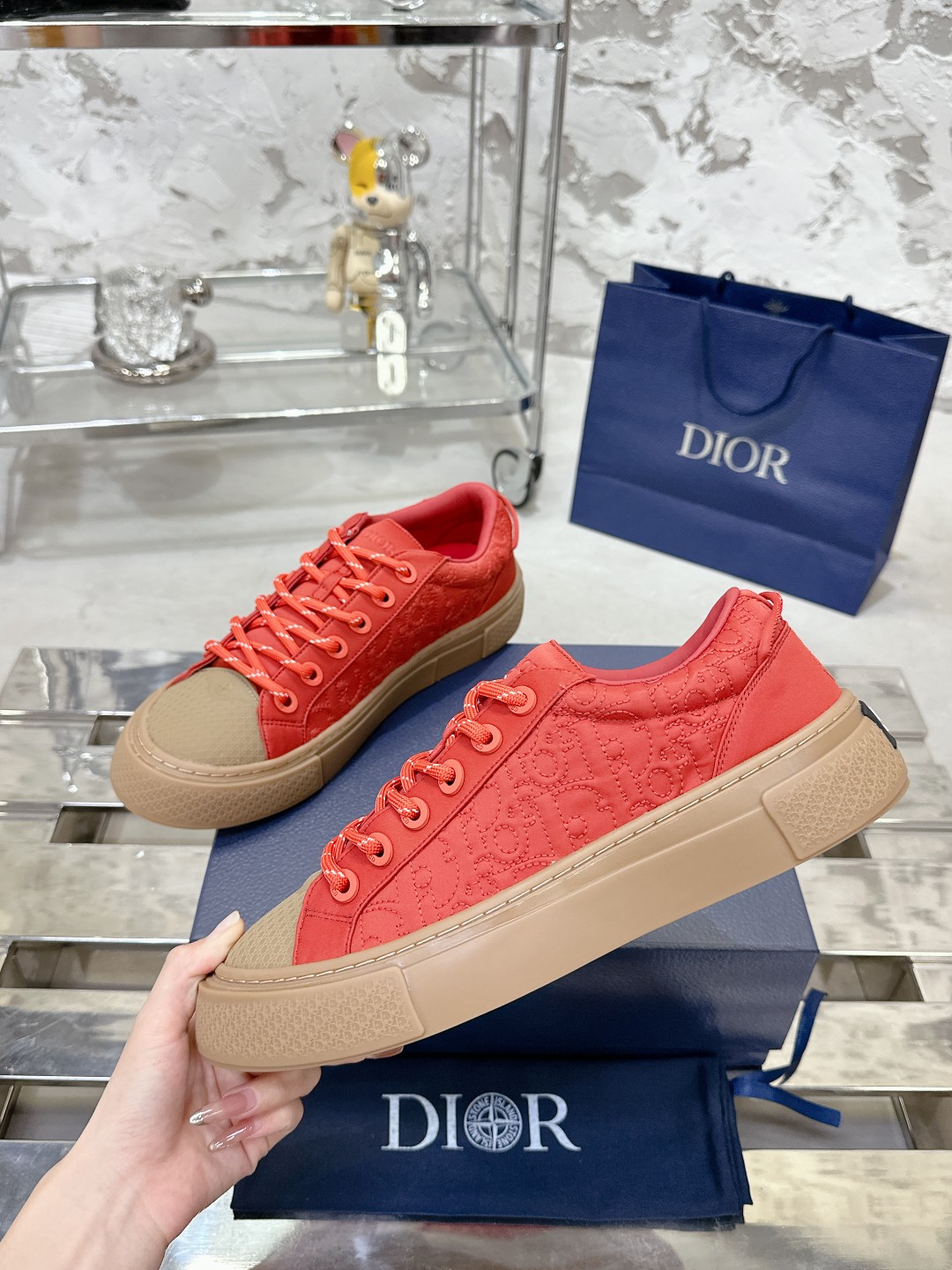 Dior x Stone Island B33 Red Sneaker - Image 6