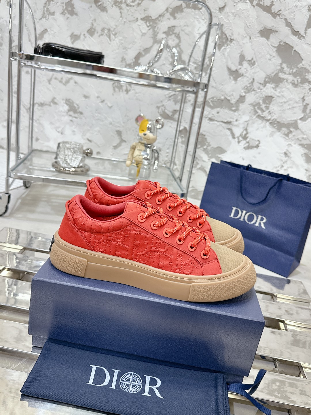 Dior x Stone Island B33 Red Sneaker - Image 10