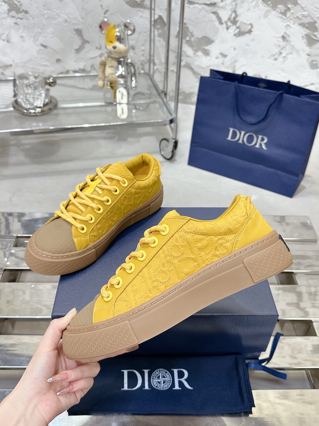 Dior x Stone Island B33 Yellow Sneaker - Image 4