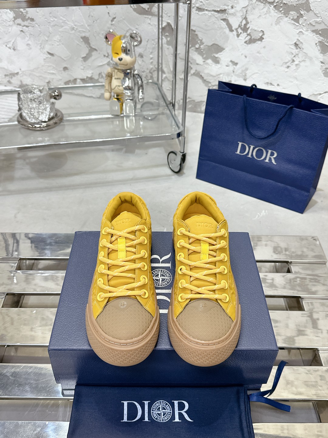 Dior x Stone Island B33 Yellow Sneaker - Image 6