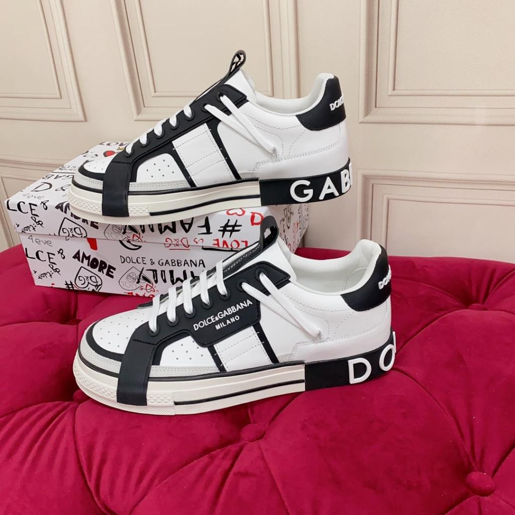 Dolce & Gabbana Custom Zero Low White Black Sneakers