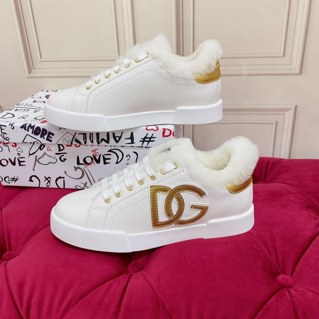Dolce & Gabbana white and gold Portofino sneakers