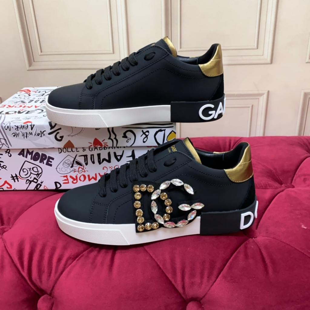 Dolce & Gabbana Calfskin Portofino Black Sneakers