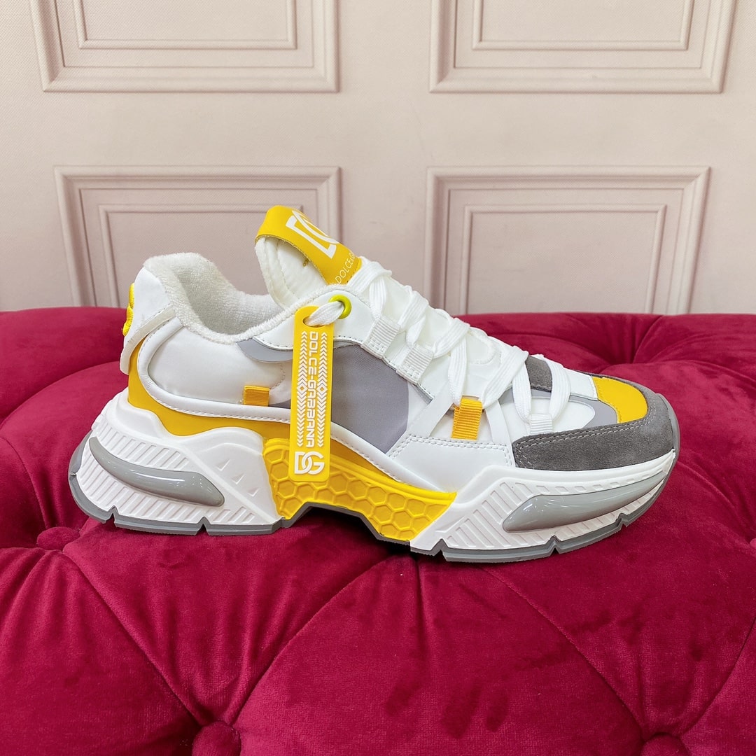 Dolce & Gabbana Gray and Yellow Airmaster Sneakers - Image 9