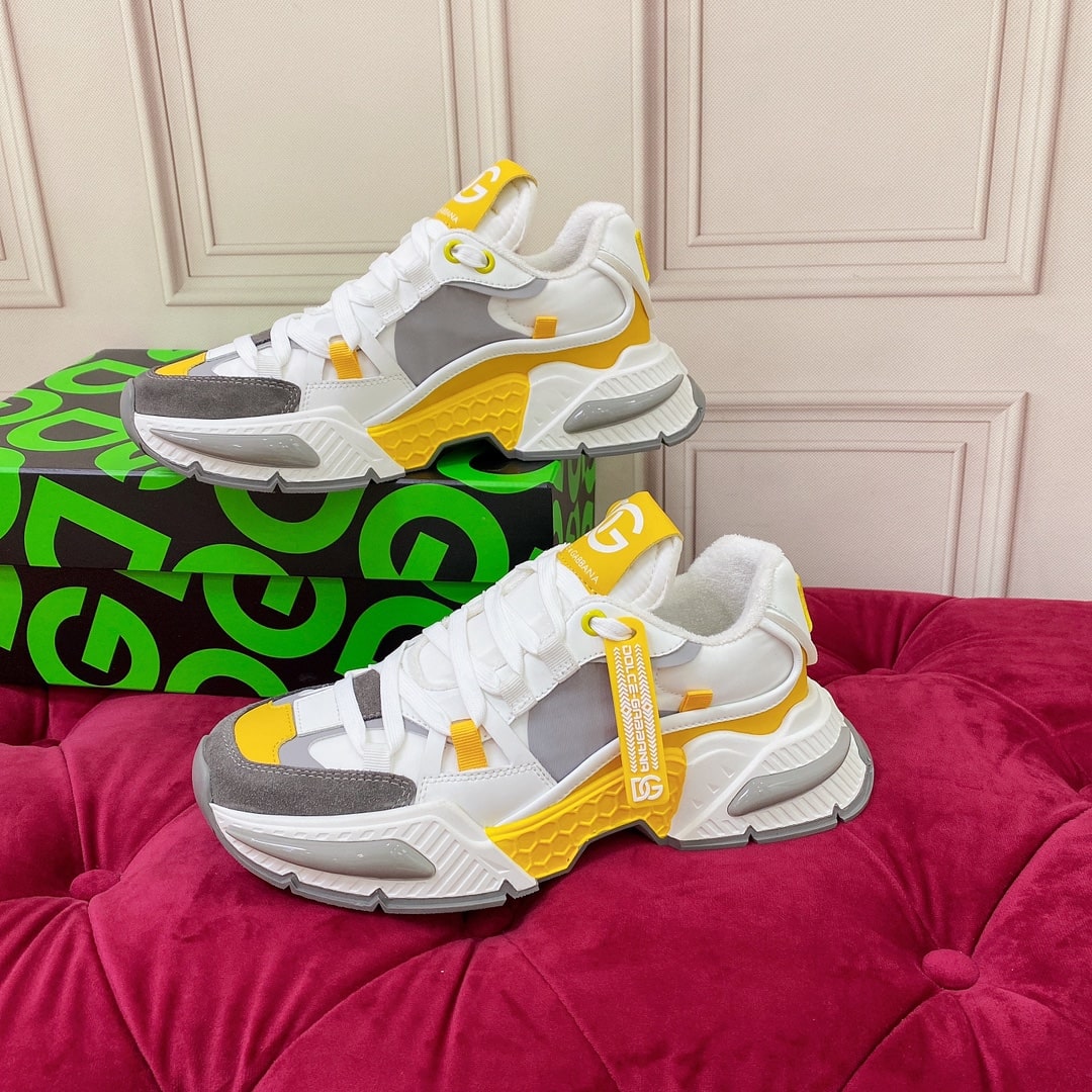 Dolce & Gabbana Gray and Yellow Airmaster Sneakers