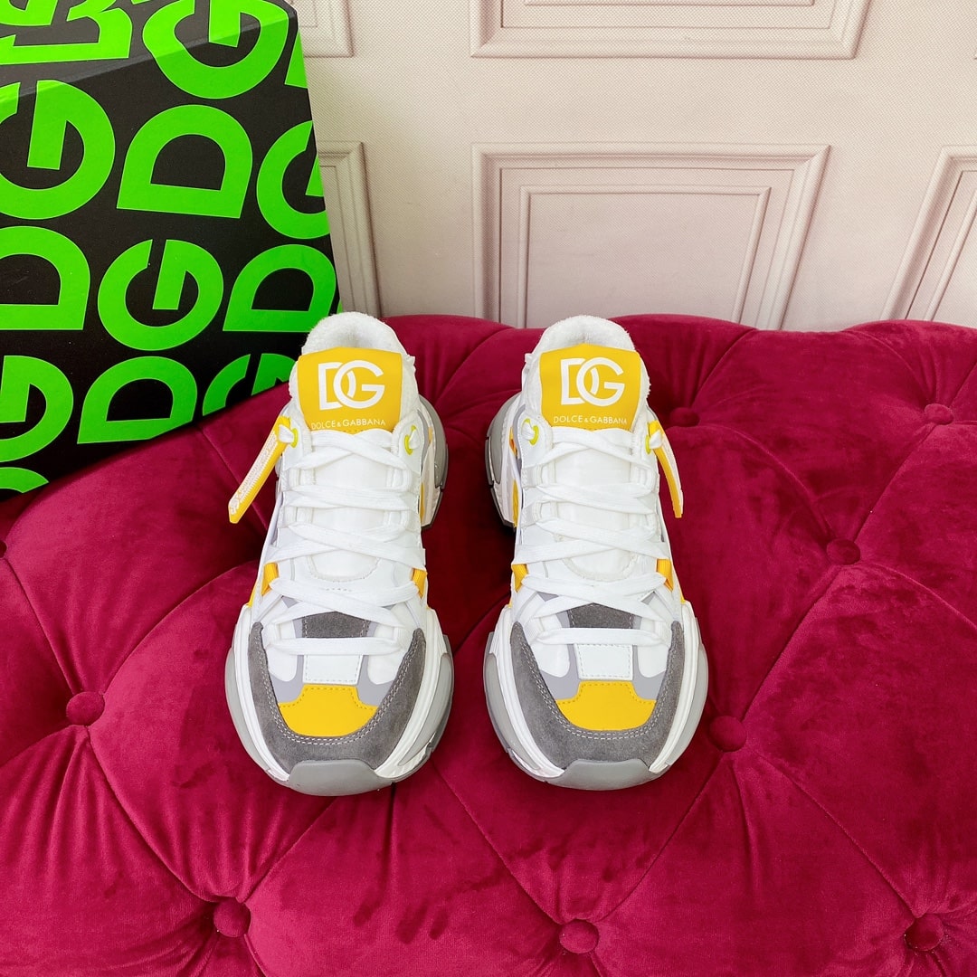 Dolce & Gabbana Gray and Yellow Airmaster Sneakers - Image 3