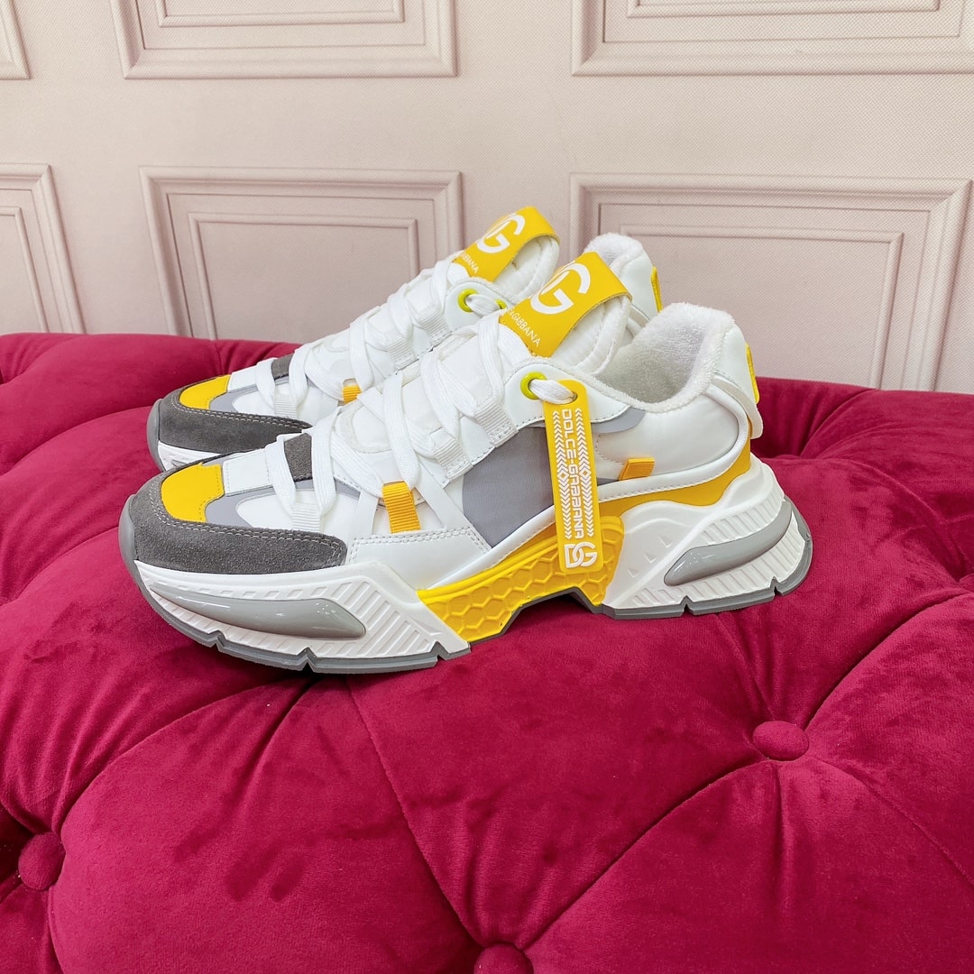 Dolce & Gabbana Gray and Yellow Airmaster Sneakers - Image 2