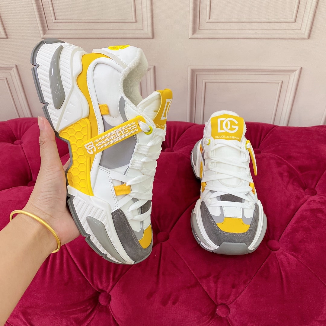 Dolce & Gabbana Gray and Yellow Airmaster Sneakers - Image 5