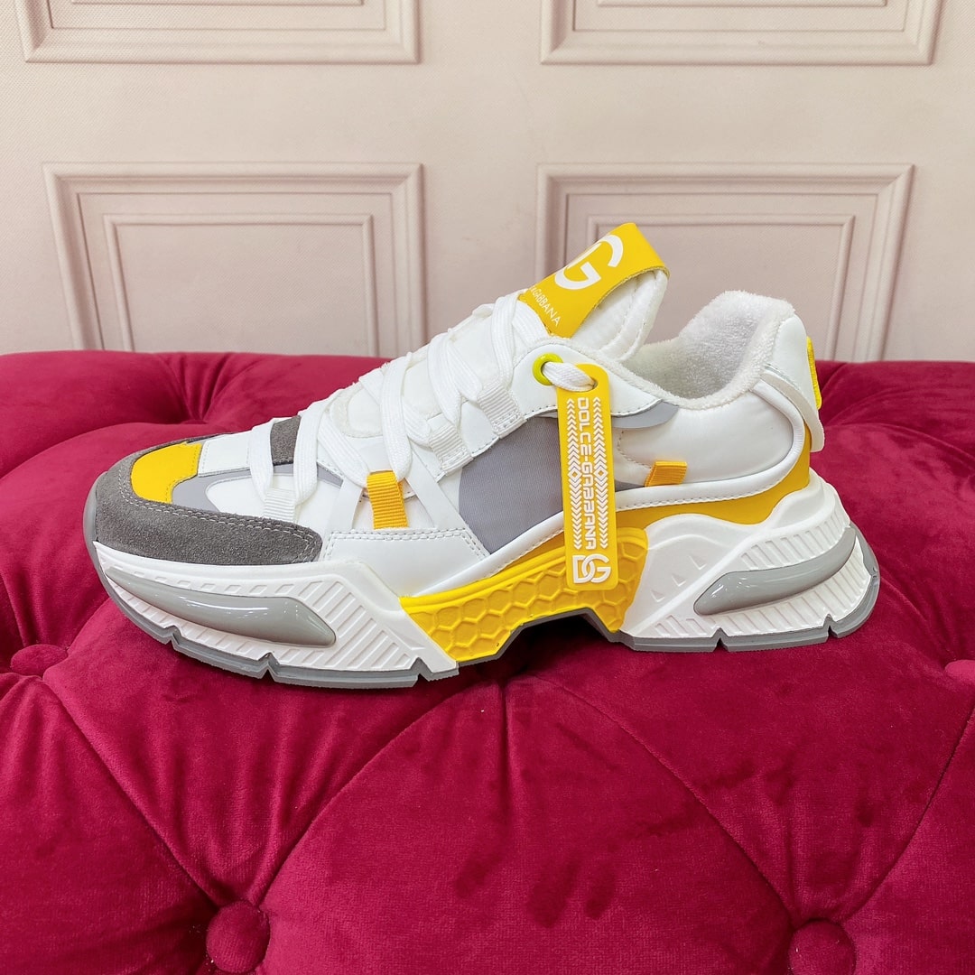Dolce & Gabbana Gray and Yellow Airmaster Sneakers - Image 4
