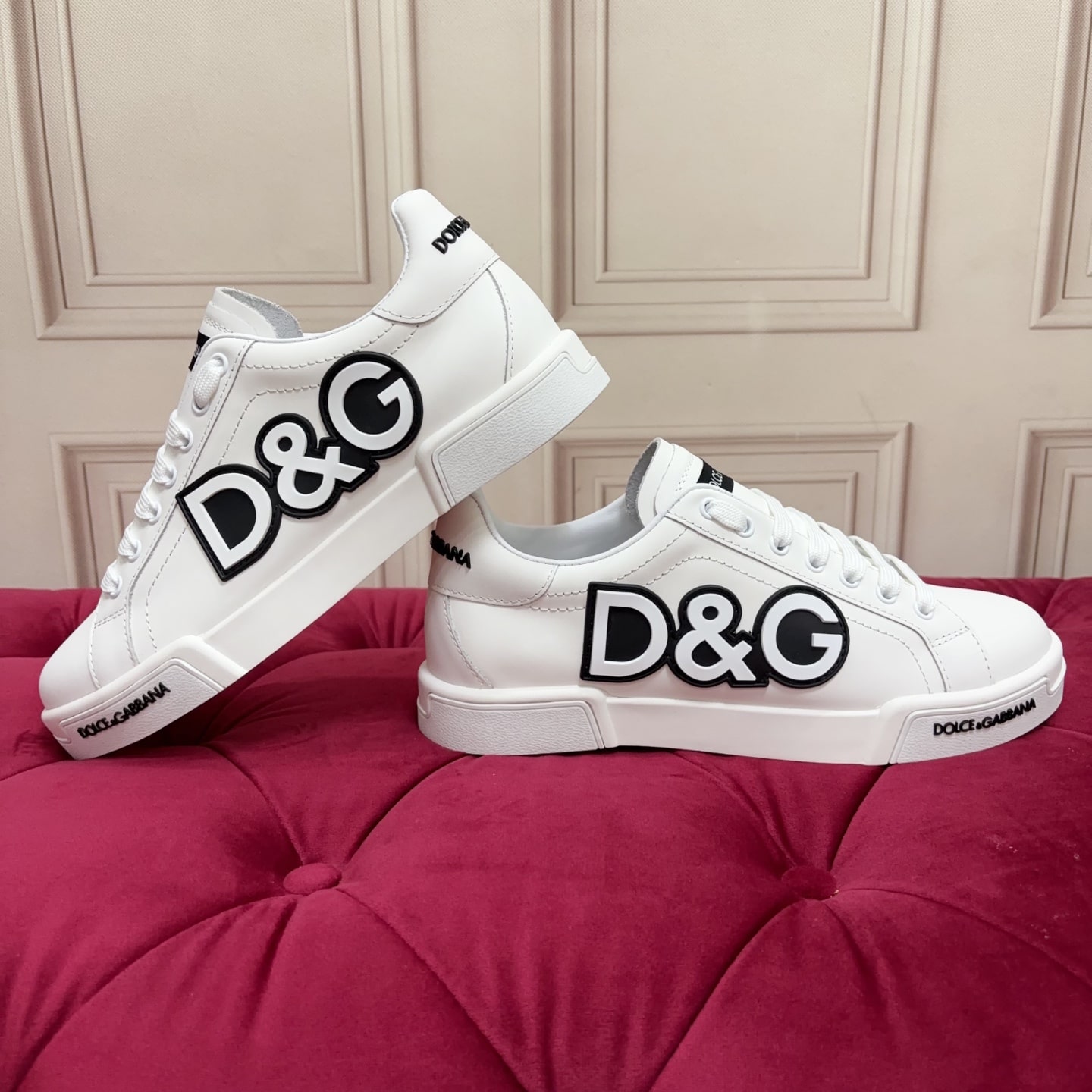 Dolce & Gabbana Leather White Laces Sports Shoes - Image 8