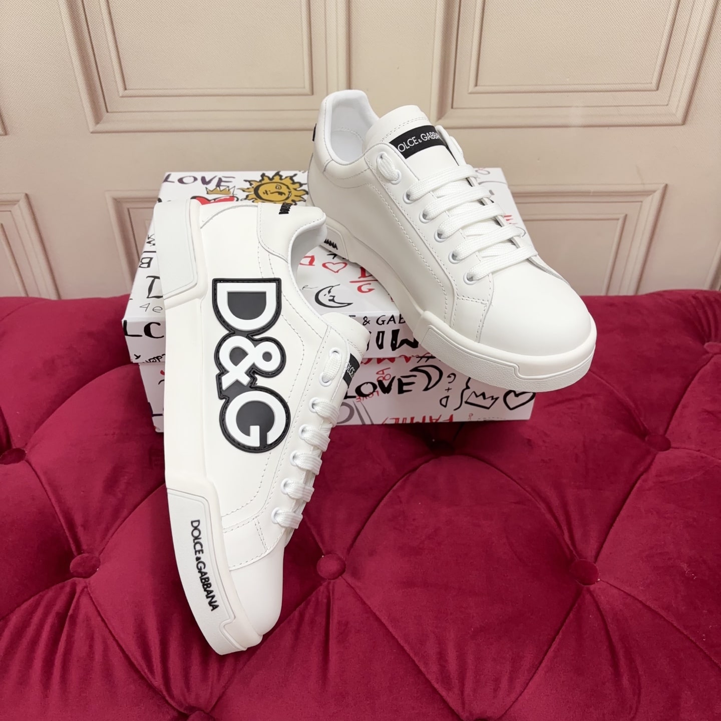 Dolce & Gabbana Leather White Laces Sports Shoes - Image 3