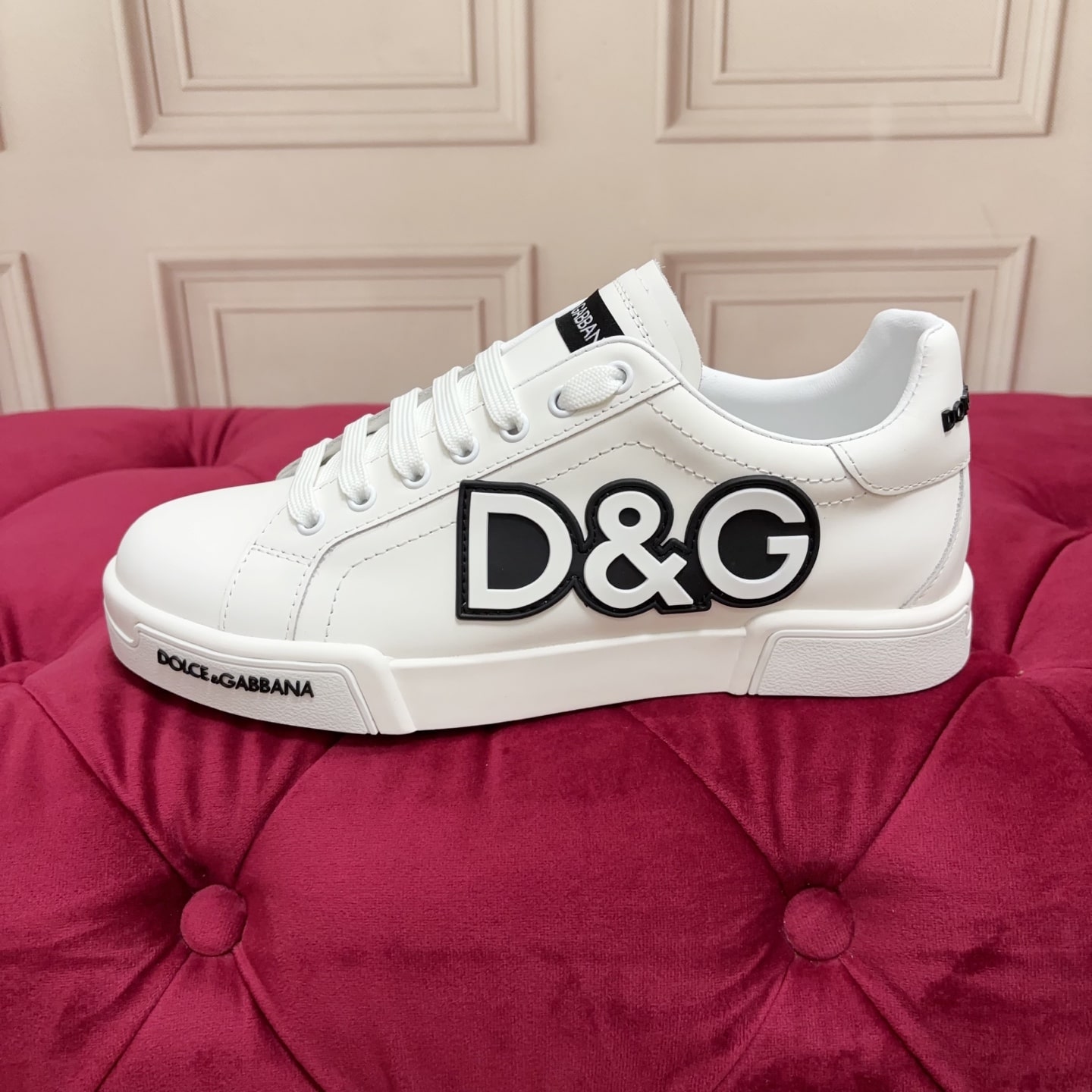 Dolce & Gabbana Leather White Laces Sports Shoes - Image 4