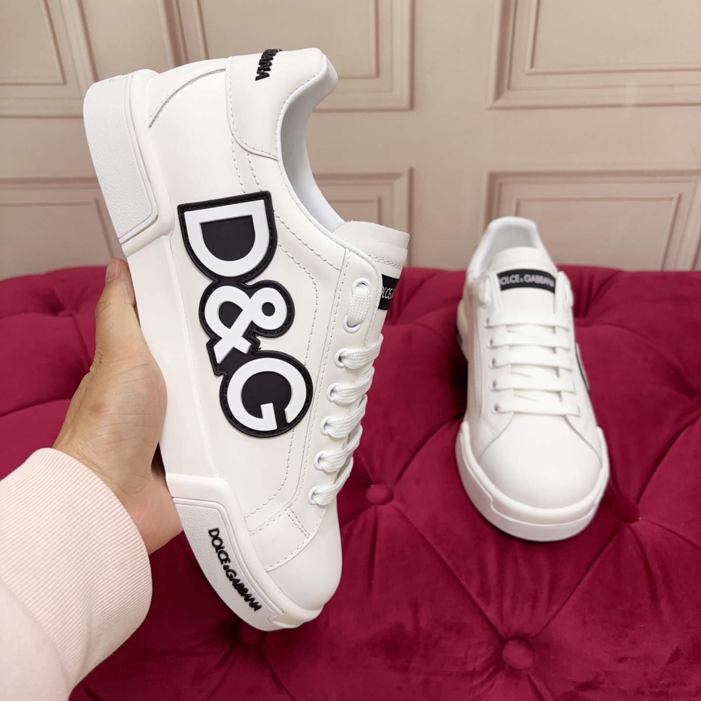 Dolce & Gabbana Leather White Laces Sports Shoes - Image 6