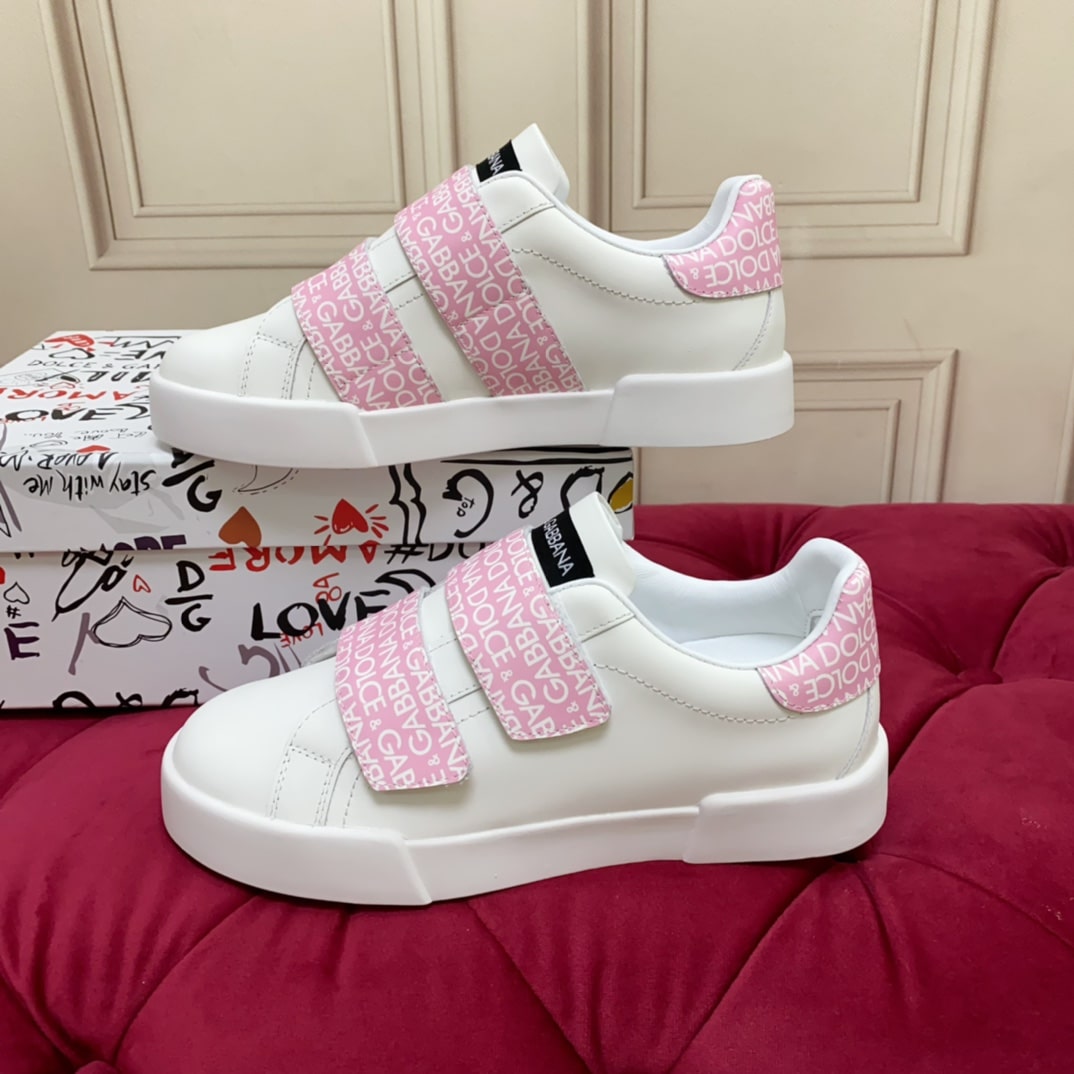 Dolce & Gabbana Pink Leather strap sneakers