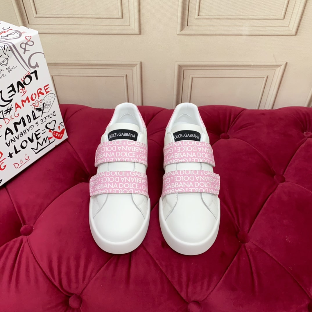 Dolce & Gabbana Pink Leather strap sneakers - Image 3