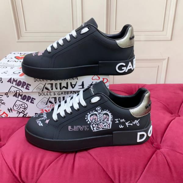 Dolce & Gabbana Portofino Black Silver Sneakers