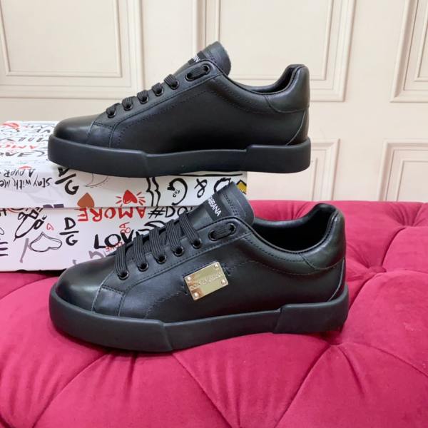Dolce & Gabbana Portofino Leather Sneaker Women's Black