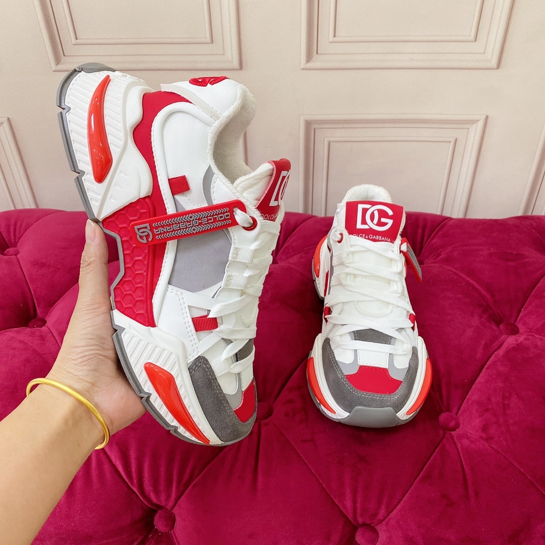 Dolce & Gabbana White Gray Red Airmaster Sneakers - Image 8