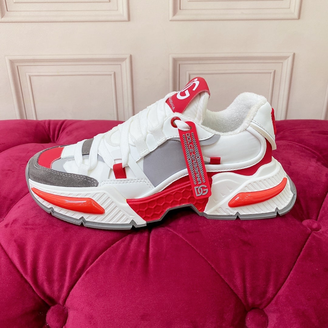 Dolce & Gabbana White Gray Red Airmaster Sneakers - Image 3